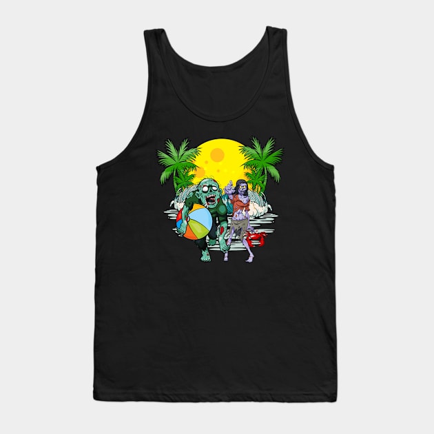 Zombie Beach Party Tank Top by TheJollyMarten